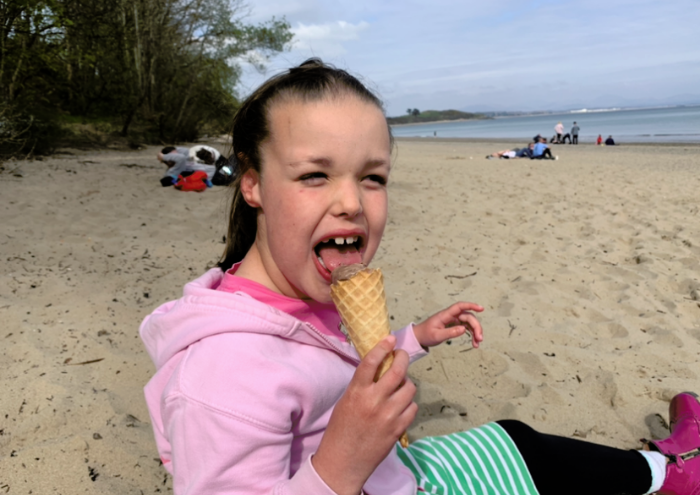 Phoebe having an ice cream