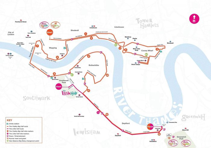 A map of the Big Half Marathon Route 2019